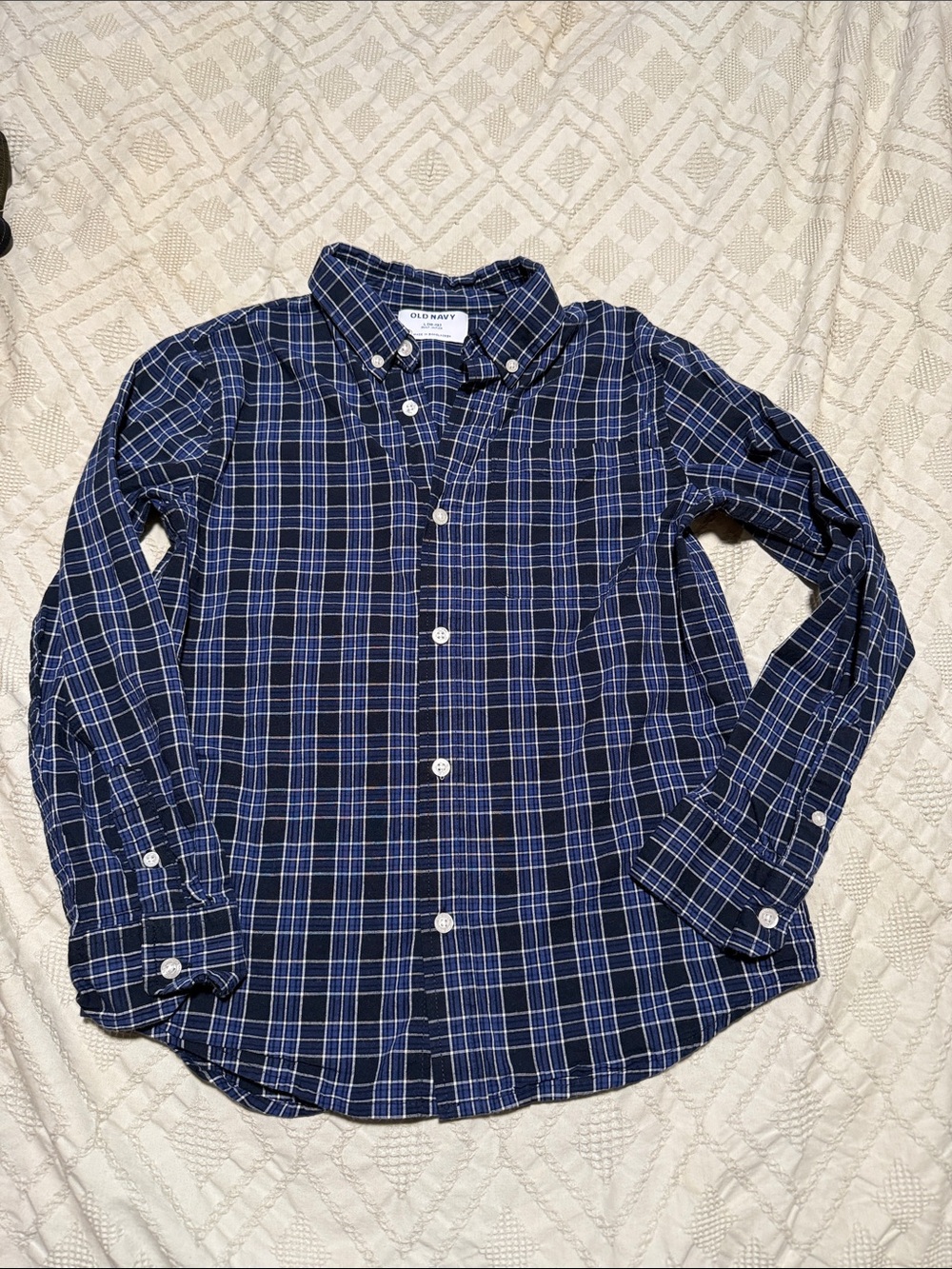 Old Navy kids Blue Plaid Button-Down Shirt
